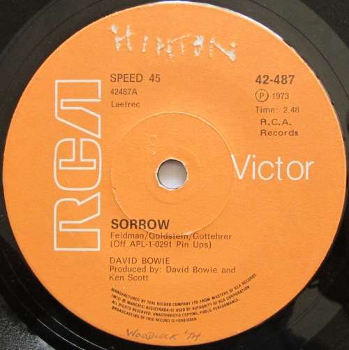 DAVID BOWIE - SORROW / PORT OF AMSTERDAM (7 SINGLE/VINYL)