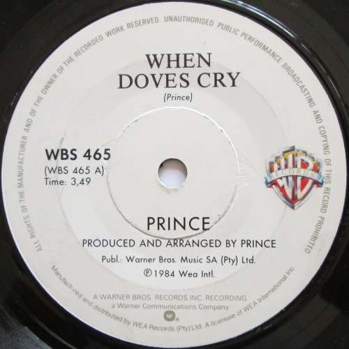 PRINCE - WHEN DOVES CRY / 17 DAYS (7 SINGLE/VINYL)