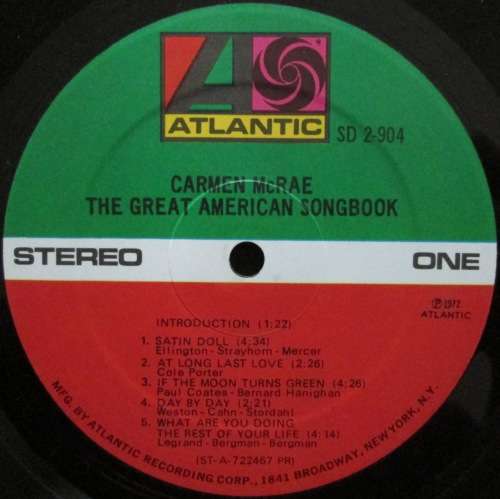 CARMEN McRAE - THE GREAT AMERICAN SONGBOOK (2xLP/VINYL)