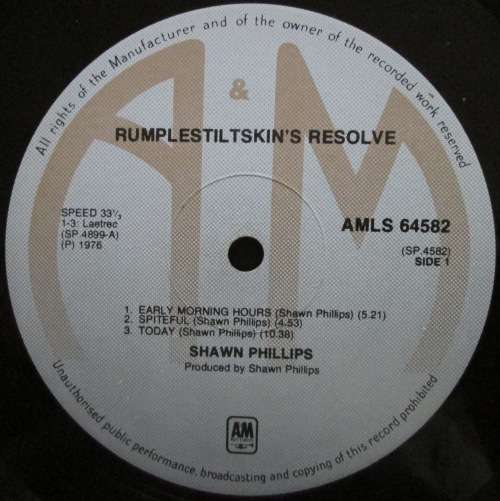 SHAWN PHILLIPS - RUMPLESTILTSKINS RESOLVE (LP/VINYL)
