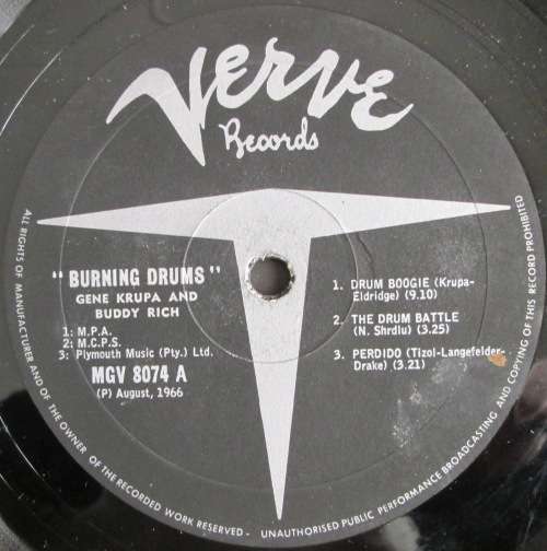 BUDDY RICH and GENE KRUPA -BURNIN DRUMS (LP/VINYL)