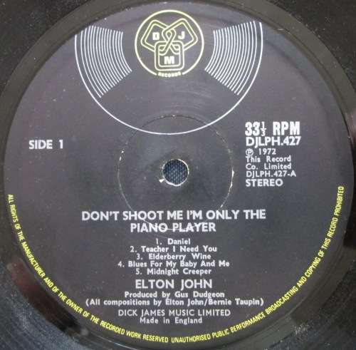 ELTON JOHN - DONT SHOOT ME IM ONLY THE PIANO PLAYER (LP/VINYL)