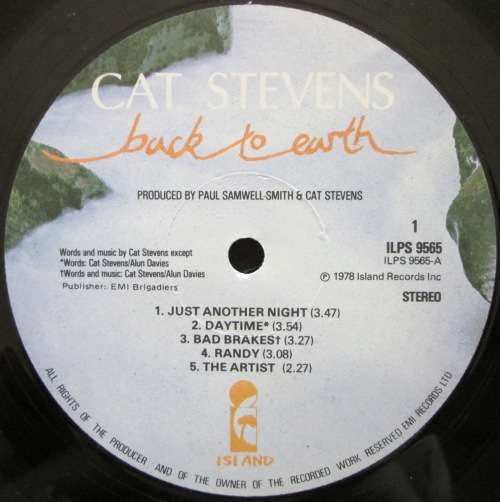 CAT STEVENS - BACK TO EARTH (LP/VINYL)