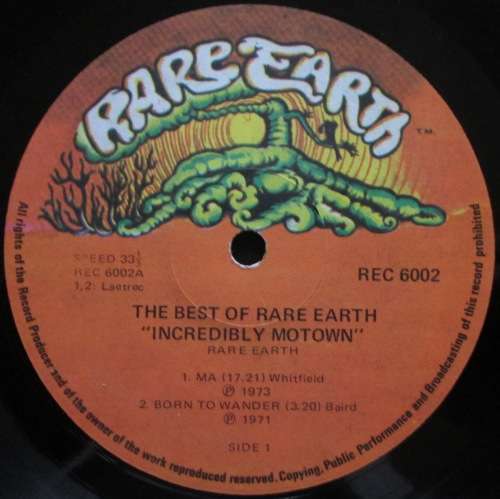 RARE EARTH - BEST OF RARE EARTH  INCREDIBLY MOTOWN (LP/VINYL)