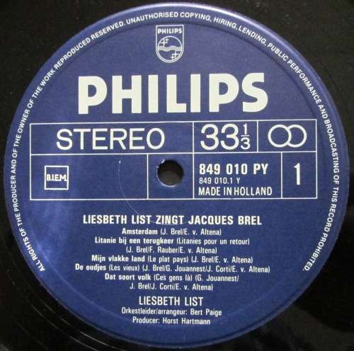 LIESBETH LIST - ZINGT JACQUES BREL (LP/VINYL)