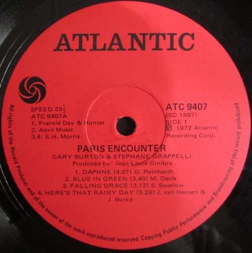 GARY BURTON & STEPHANE GRAPPELLI  - PARIS ENCOUNTER  (LP/VINYL)
