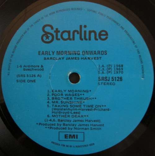 BARCLAY JAMES HARVEST - EARLY MORNING ONWARDS  (LP/VINYL)