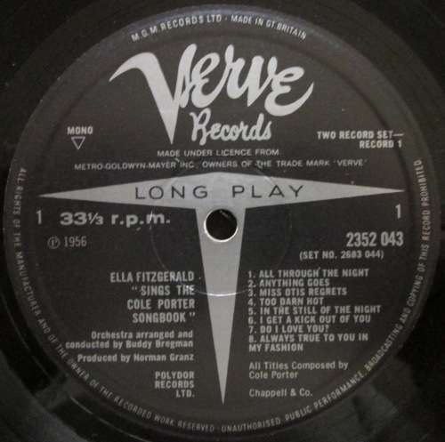ELLA FITZGERALD - ELLA FITZGERALD SINGS THE COLE PORTER SONGBOOK  (2xLP/VINYL)