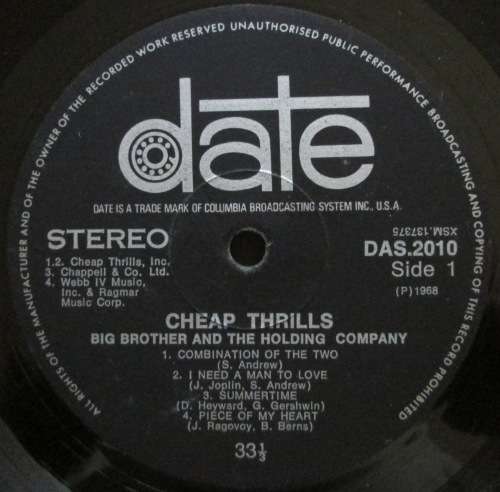 BIG BROTHER & THE HOLDING COMPANY - CHEAP THRILLS  (LP/VINYL)