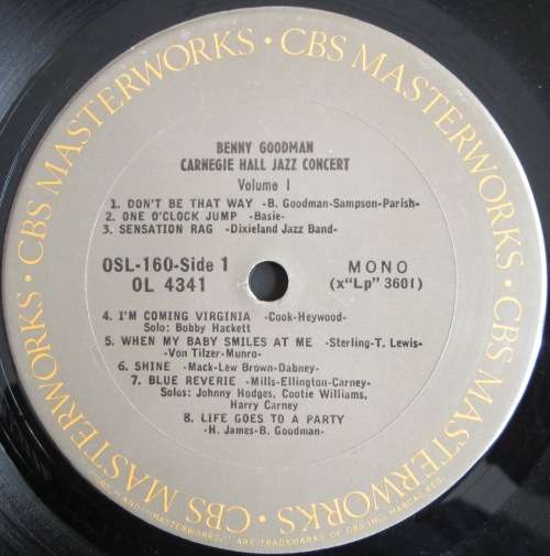 BENNY GOODMAN - THE FAMOUS 1938 CARNEGIE HALL JAZZ CONCERT  (2xLP/VINYL)
