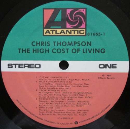 CHRIS THOMPSON - THE HIGH COST OF LIVING  (LP/VINYL)