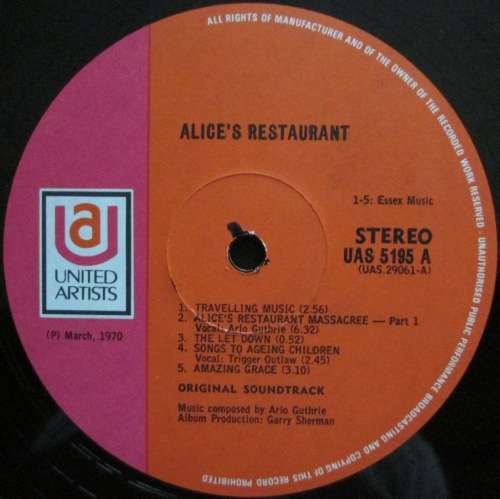 ARLO GUTHRIE / GARRY SHERMAN - ALICES RESTAURANT  (LP/VINYL)