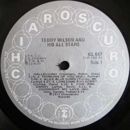 TEDDY WILSON - TEDDY WILSON AND HIS ALL STARS  (LP/VINYL)