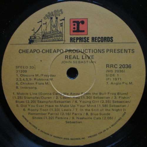 JOHN SEBASTIAN - REAL LIVE   (LP/VINYL)