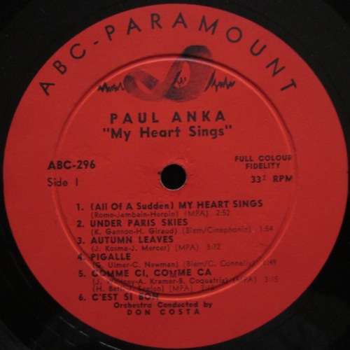 PAUL ANKA - MY HEART SINGS   (LP/VINYL)