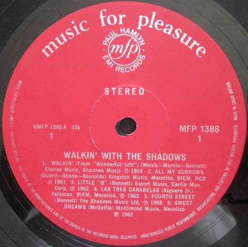 THE SHADOWS - WALKIN WITH THE SHADOWS  (LP/VINYL)