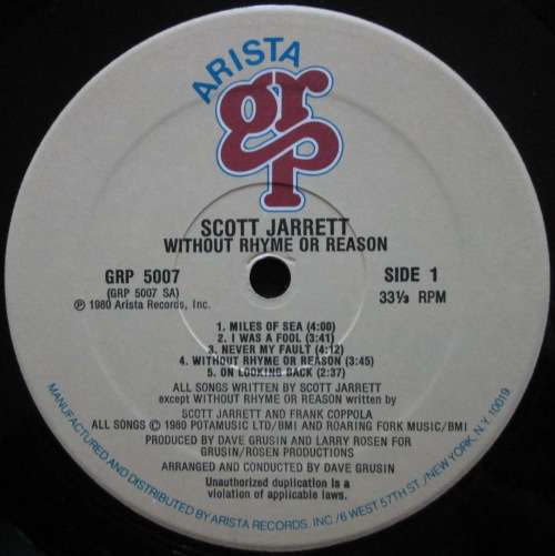 SCOTT JARRETT - WITHOUT RHYME OR REASON  (LP/VINYL)
