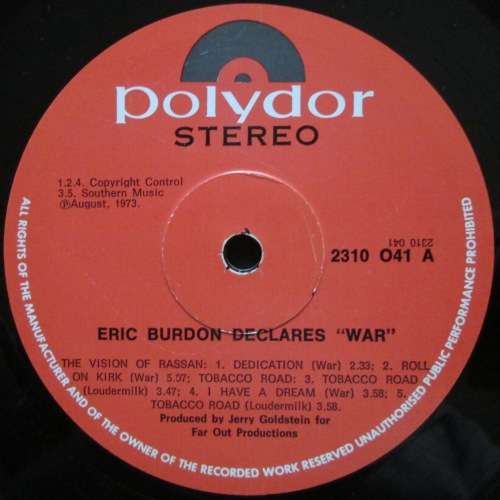 ERIC BURDON & WAR - ERIC BURDON DECLARES WAR (LP/VINYL)