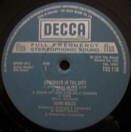 JOHN MILES - STRANGER IN THE CITY  (LP/VINYL)
