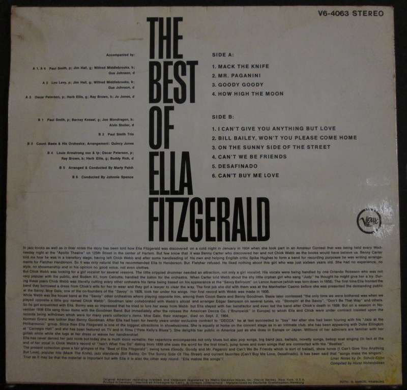 ELLA FITZGERALD - THE BEST OF ELLA FITZGERALD  (LP/VINYL)