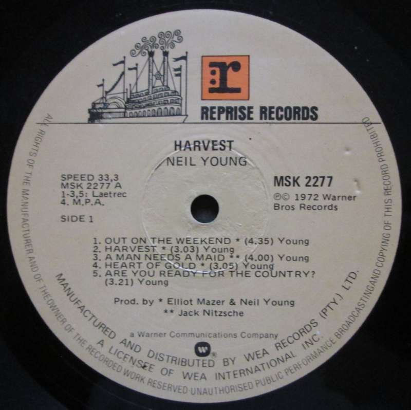 NEIL YOUNG - HARVEST  (LP/VINYL)
