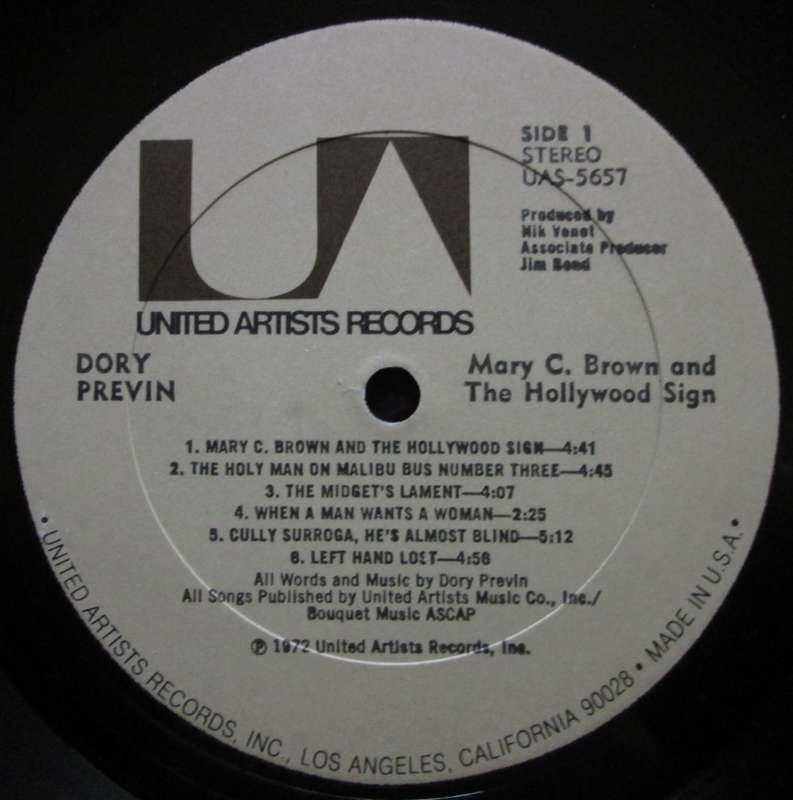 DORY PREVIN - MARY C BROWN AND THE HOLLYWOOD SIGN  (LP/VINYL)