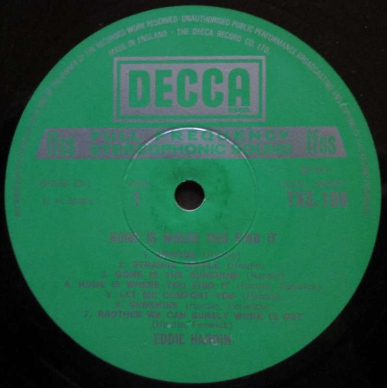 EDDIE HARDIN - HOME IS WHERE YOU FIND IT  (LP/VINYL)