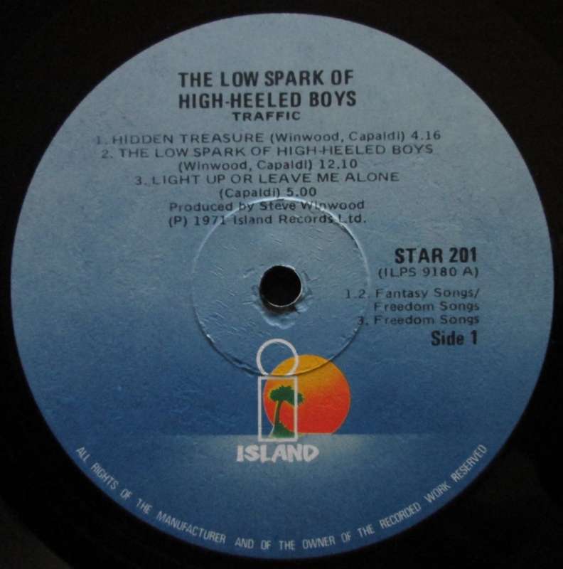 TRAFFIC - THE LOW SPARK OF THE HIGH HEELED BOYS  (LP/VINYL)