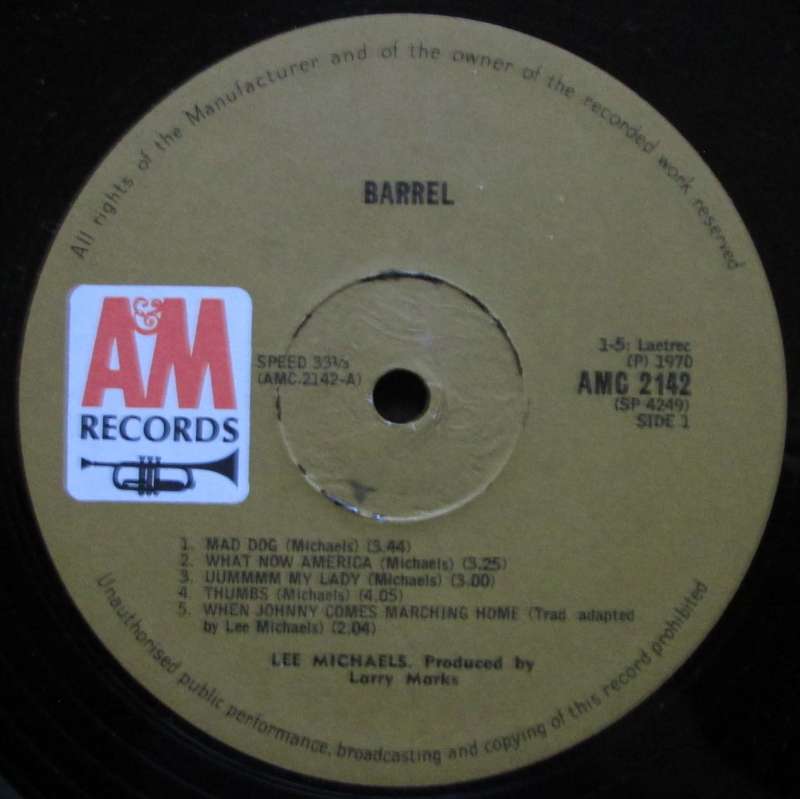 LEE MICHAELS - BARREL (LP/VINYL)