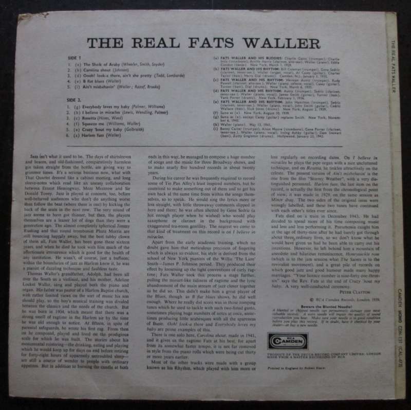 FATS WALLER - THE REAL FATS WALLER (LP/VINYL)
