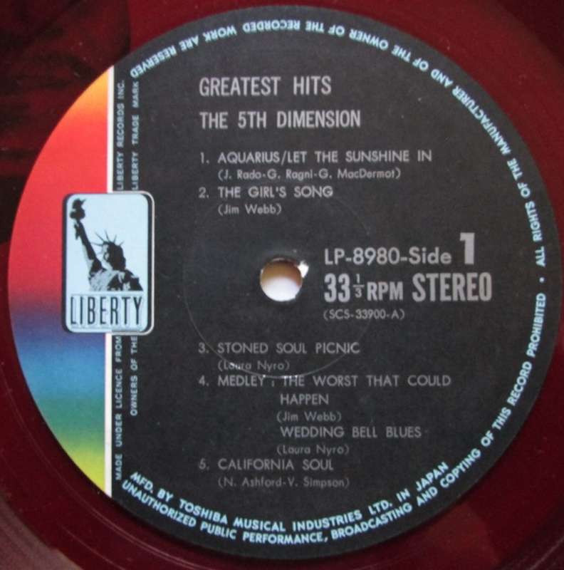 THE 5TH DIMENSION - GREATEST HITS  (LP/VINYL)