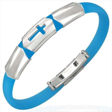 Fashionable blue cross bracelet