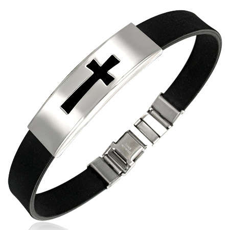 Fashionable black cross bracelet