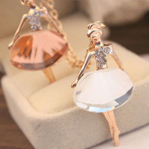 Ballet Dancer Crystal Necklace / Pendant Swarovski [WHITE STONE]