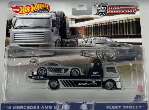 HOT WHEELS PREMIUM `TEAM TRANSPORTER` MERCEDES-BENZ AMG GT3 ON FLEET STREET TRUCK