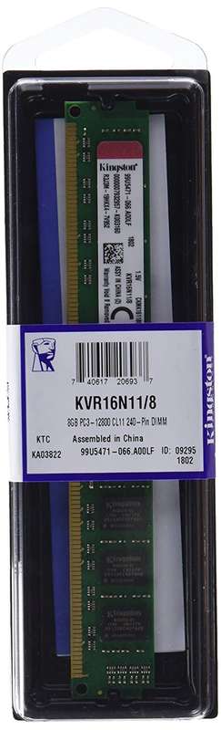 Kingston ValueRAM 8 GB 1600MHz DDR3 (PC3-12800) Non-ECC CL11 240 Pin DIMM