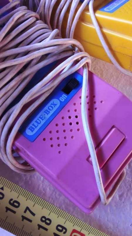 2 x Vintage Blue-Bow Childhood Memories 70's -  Wired Walkie Talkies - Battery Operated