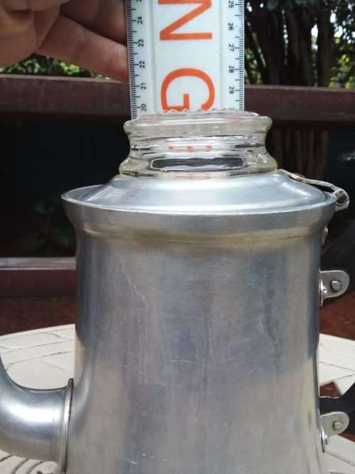 VINTAGE PROTEA ENGLAND CRYSTAL GLASS AND ALUMINUM 4 CUP PERCOLATOR COFFEE/TEA POT
