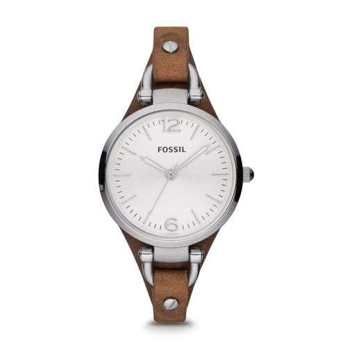 Fossil Ladies Georgia Brown Leather Strap Watch - ES3060 - 100% WORKING
