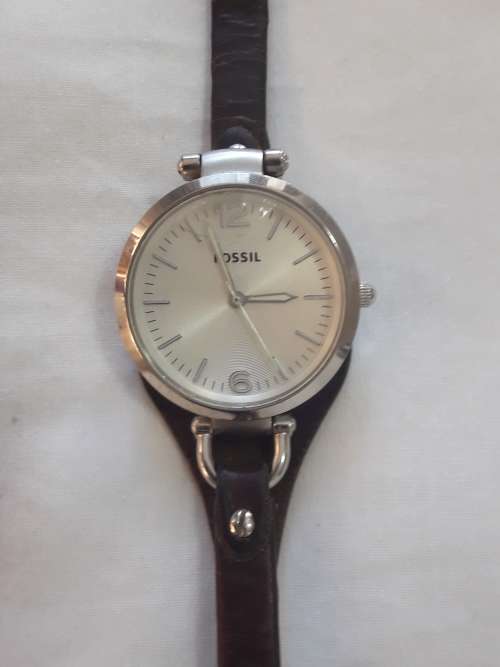 Fossil Ladies Georgia Brown Leather Strap Watch - ES3060 - 100% WORKING