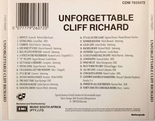 Cliff Richard  Unforgettable - CD