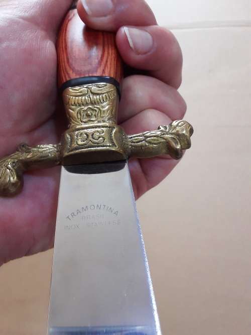 Vintage TRAMONTINA Brasil `INOX-STAINLESS` HUNTING KNIFE 26CM - Fixed Blade + SHEATH