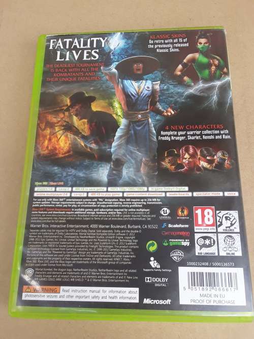Mortal Kombat game Xbox 360 - Refurbished - With Booklet - Made in EU