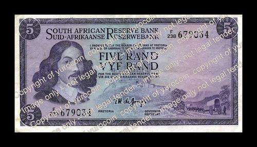 1975 TW DE JONGH OLD R5 NOTE F/238 3RD ISSUE ENG/AFR VF