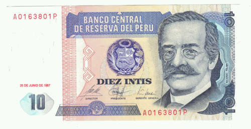 PERU 10 DIEZ INTIS PREFIX AO - VF++