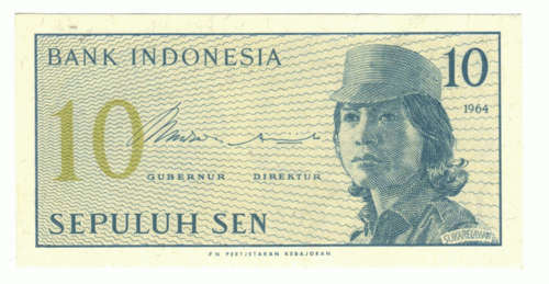 1964 INDONESIA TEN SIPULUH SEN XF