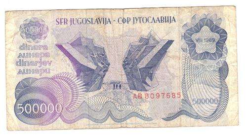 YUGOSLAVIA 500 000 DINARA FINE AS PER SCAN