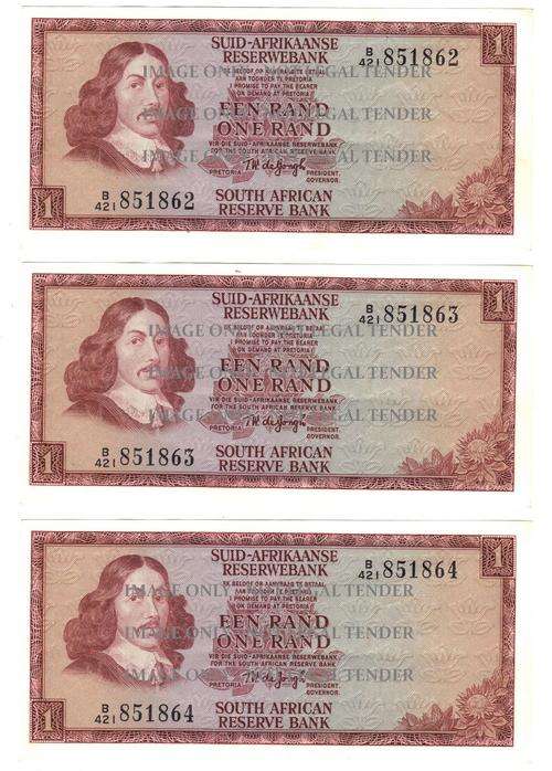SEQUENCE 3RD ISSUE - 3 X TW DE JOGH OLD R1 NOTES B/421 - XF CONDITION