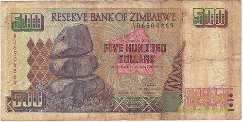 ZIMBABWE 500 DOLLARS NOTE FINE