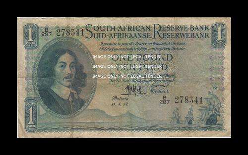 1951-1959 MH DE KOCK ONE POUND B/114 AFR/ENG - VF